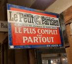 Dubbelzijdig oud emaille bord Le Petit Parisien, Reclamebord, Gebruikt, Ophalen