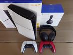 PS5 Slim 1TB Disc + twee controllers & PULSE 3D headset, Ophalen of Verzenden, Zo goed als nieuw, Playstation 5