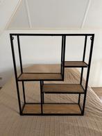 Wandrek / wandkast – vintage zwart staal met hout, Huis en Inrichting, Woonaccessoires | Wandplanken en Boekenplanken, Ophalen