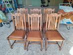 6 keer antieke eetkamerstoelen eetkamerstoel stoel eiken, Gebruikt, Bruin, Hout, Vier