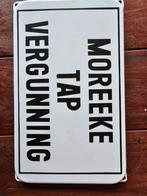 Emaille bord moreeke tap vergunning bier, Ophalen, Reclamebord