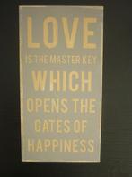 Houten Bord met tekst Love / Wandbord met spreuk Happiness, Ophalen of Verzenden