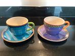 2 Blond Amsterdam soepkom/kop en schotel blauw en lila 500ml, Huis en Inrichting, Keuken | Servies, Gebruikt, Blond Amsterdam