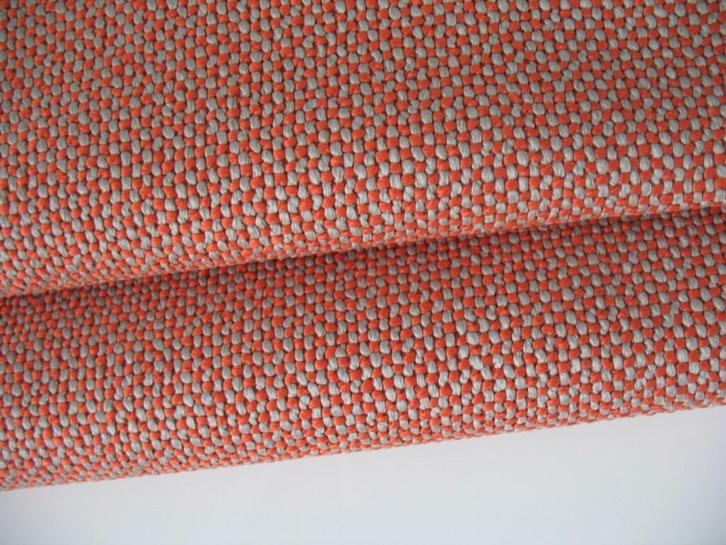 De Ploeg Bolster 81; oranje+lichtgrijs; 2,5 meter meubelstof, Hobby en Vrije tijd, Stoffen en Lappen, Nieuw, Overige materialen