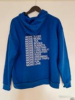Blauwe hoodie met tekst op de rug maat XL, Blauw, Maat 46/48 (XL) of groter, Ophalen of Verzenden, Zo goed als nieuw