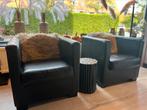2 zwart leren fauteuil, Huis en Inrichting, Fauteuils, Ophalen of Verzenden, Zo goed als nieuw, 75 tot 100 cm, 50 tot 75 cm