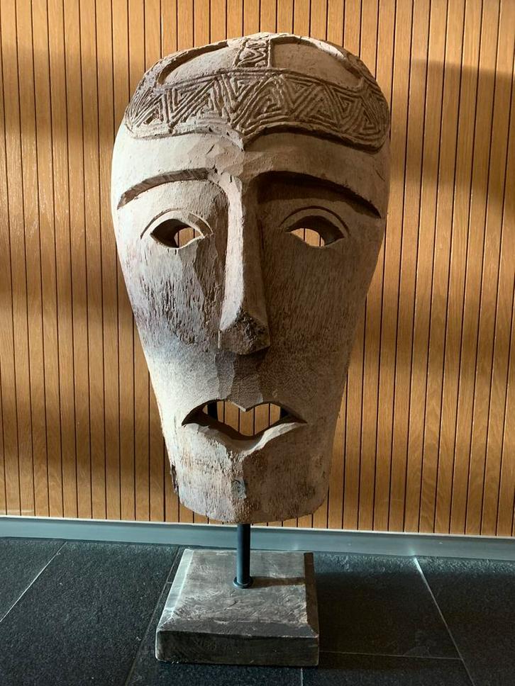 Groot houten masker, Huis en Inrichting, Woonaccessoires | Boeddhabeelden, Gebruikt, Ophalen