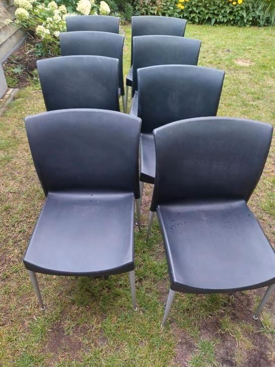 Dauphin stoelen 8 stuks, type Ecco, Huis en Inrichting, Stoelen, Gebruikt, Vijf, Zes of meer stoelen, Kunststof, Zwart, Ophalen