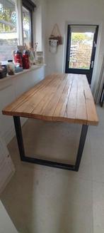 Eettafel landelijk eiken balken. 230x90, Ophalen, Eikenhout, 200 cm of meer, 50 tot 100 cm