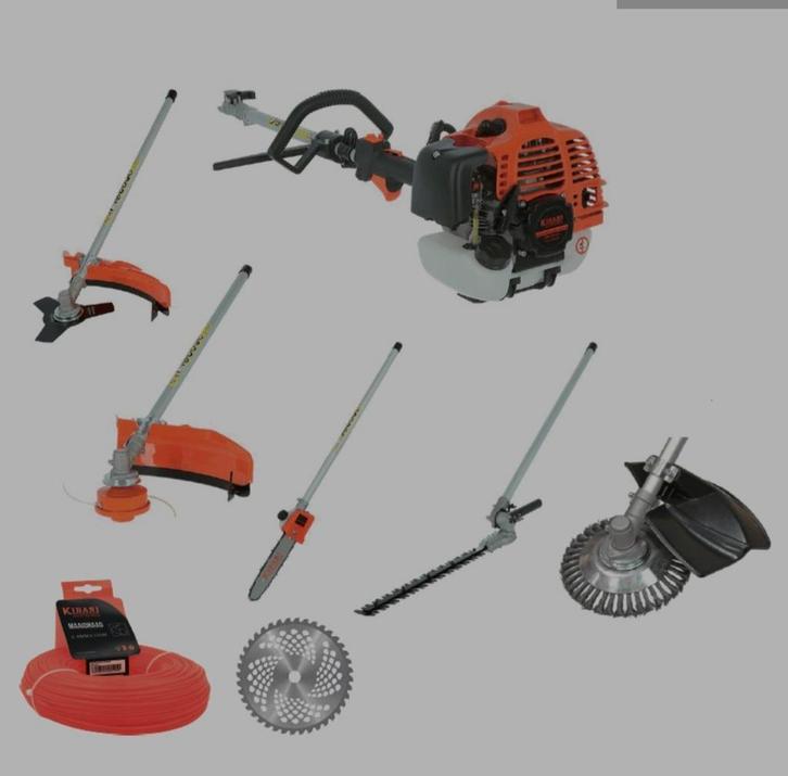 Kibani 6-in-1 Multitool - Benzine, Tuin en Terras, Bosmaaiers, Zo goed als nieuw, Benzine, 10 tot 30 cm, Ophalen of Verzenden