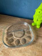 Glazen schaal voor eieren en snacks, Ophalen of Verzenden, Gebruikt, Vierkant, Glas