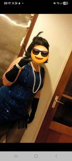 Charleston blauwe jurk, Carnaval, Maat 46/48 (XL) of groter, Ophalen of Verzenden, Zo goed als nieuw