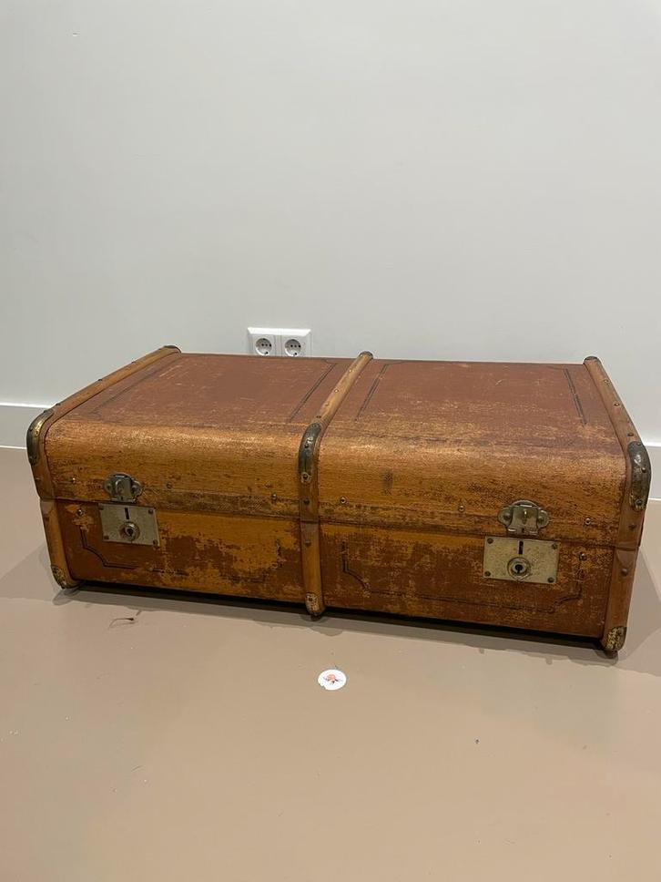 Vintage Hutkoffer, Huis en Inrichting, Woonaccessoires | Kisten, Gebruikt, 50 tot 75 cm, 75 tot 100 cm, 100 tot 150 cm, Metaal