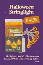 Halloween Lichtslinger - 10 LED Pompoenen - 100cm, Ophalen of Verzenden, Nieuw, Halloween