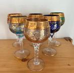 Set 6 Murano wijn Glazen Kristal Venetie boho vintage goud, Antiek en Kunst, Antiek | Glas en Kristal, Ophalen of Verzenden