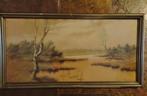 Pastel van een WATERLANDSCHAP Vennebos in Brabant Heel oud, Antiek en Kunst, Ophalen of Verzenden