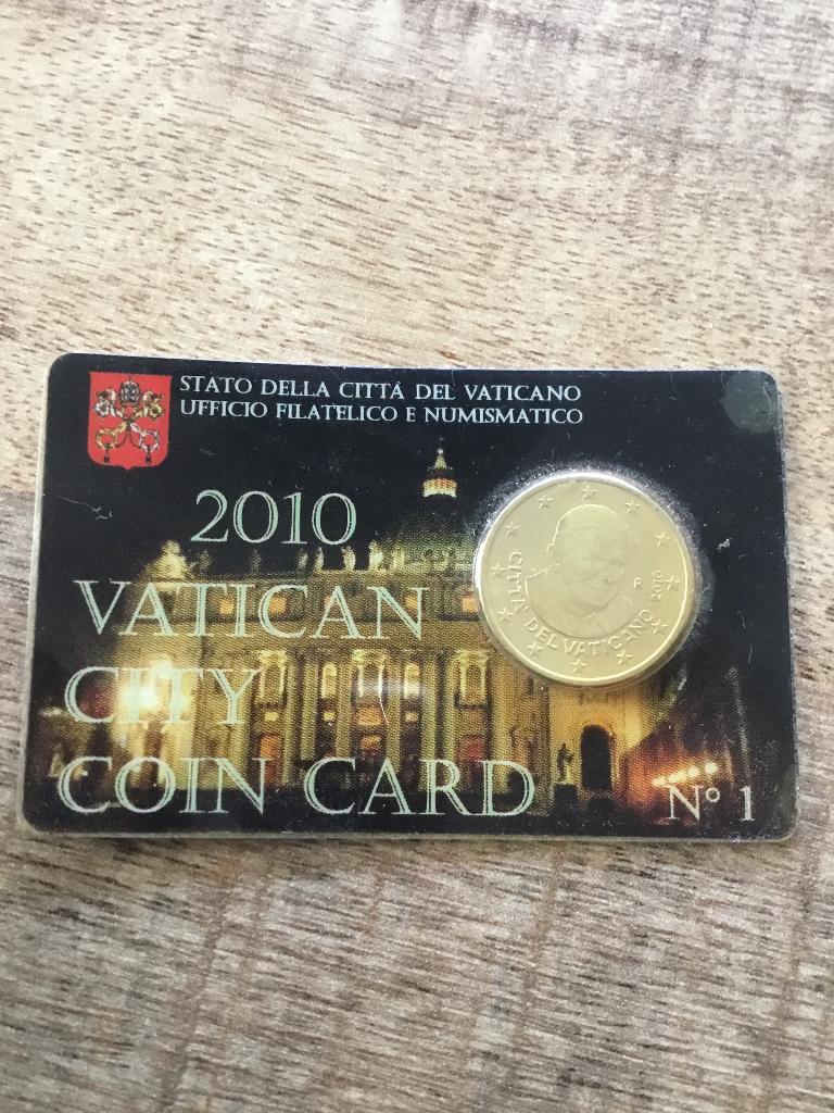 Coincard Vaticaan 50 cent 2010, Ophalen of Verzenden, Vaticaanstad, 50 cent, Losse munt