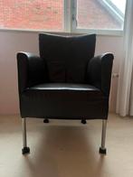 6 eetkamerstoelen op wieltjes donkerbruin leer te koop!, Huis en Inrichting, Stoelen, Ophalen, Gebruikt, Bruin, Vijf, Zes of meer stoelen