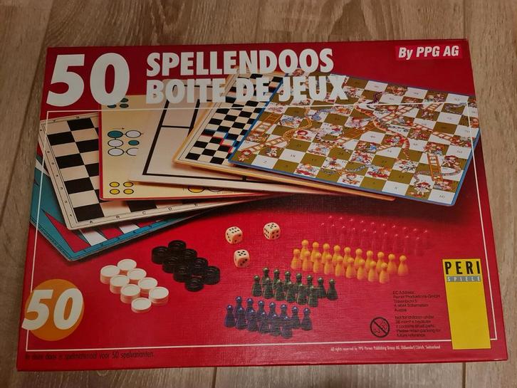 50 Spellendoos - Complete Set, Hobby en Vrije tijd, Gezelschapsspellen | Bordspellen, Zo goed als nieuw, Een of twee spelers, Drie of vier spelers