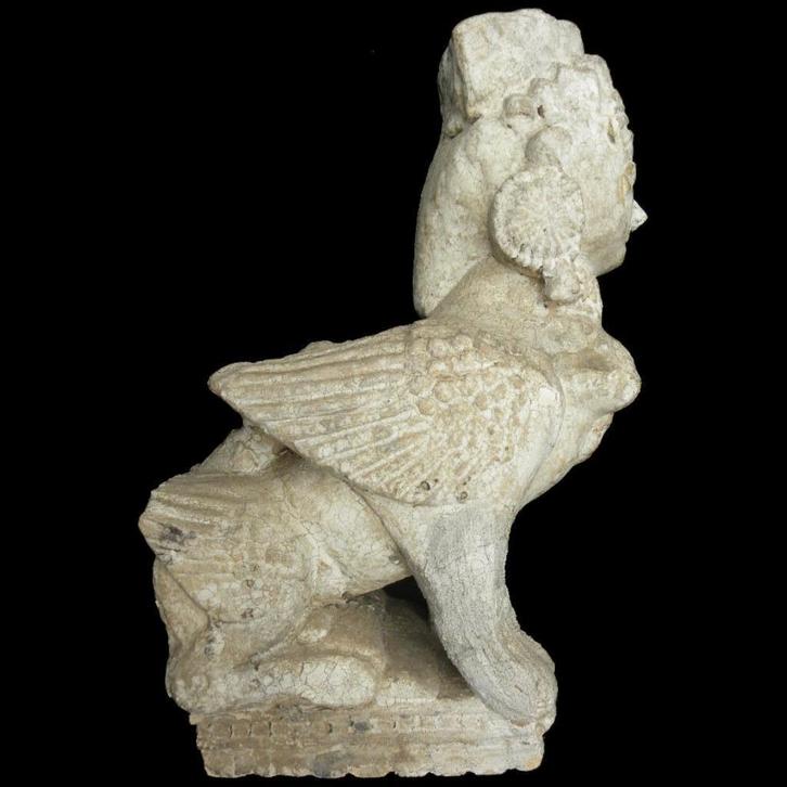 Zeldzame Antieke Indiase groot stenen Sfinx beeld 26 kilo!, Antiek en Kunst, Kunst | Niet-Westerse kunst, Ophalen