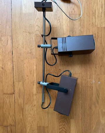 Vintage Philips plafondlamp verstelbaar met twee spots bruin beschikbaar voor biedingen