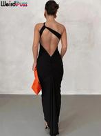 Dames bodycon fluwelen maxi jurk split fluweel zwart maat S, Zwart, Ophalen of Verzenden, Zo goed als nieuw, Maat 36 (S)