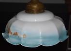 Vintage Melkglazen Hanglamp met Tafereel, Ophalen, Gebruikt, Vintage, Glas