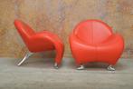 ZGANieuw rode leren Leolux Papageno design fauteuil, Huis en Inrichting, Fauteuils, Leolux, Leolux, Design, Ophalen of Verzenden