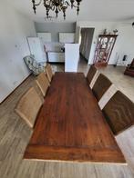 Koloniale eettafel  6 personen, Huis en Inrichting, Ophalen, Gebruikt, Koloniaal, 4 tot 6 stoelen