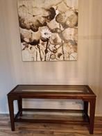 Sidetable te koop - donkerbruin hout., Glas, Gebruikt, Ophalen