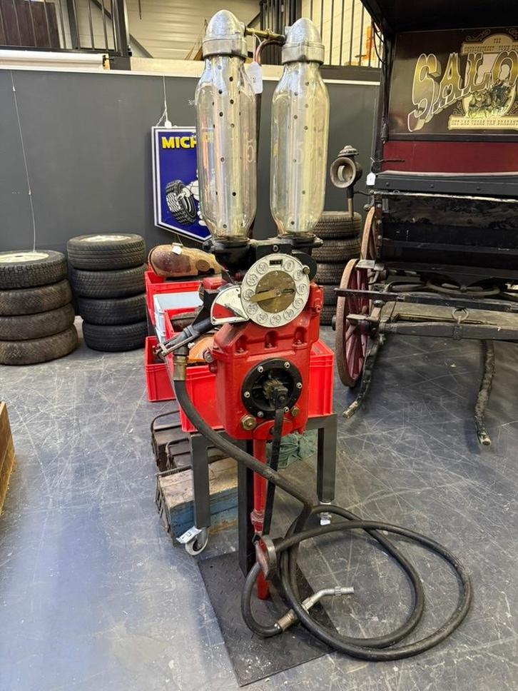 Antieke Satam benzinepomp - Gasoline, Verzamelen, Merken en Reclamevoorwerpen, Gebruikt, Reclamebord, Ophalen of Verzenden