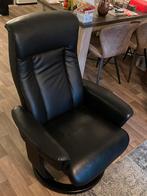 Relaxstoel zwart leder als nieuw, Huis en Inrichting, Ophalen of Verzenden, Zo goed als nieuw, Tijdloos, 50 tot 75 cm