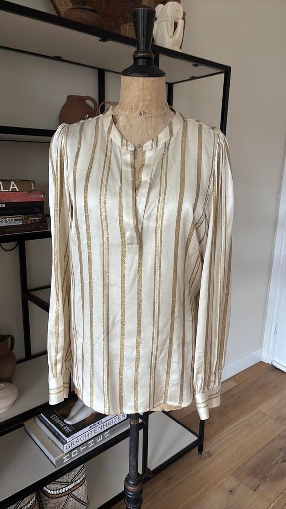 PBO blouse zeer luxe uitvoering goud/wolwit maat 44 nieuw, Ophalen of Verzenden, Nieuw, Maat 42/44 (L), Overige kleuren