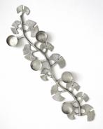 Grote vintage 70s Ginko blad design kandelaar zilver klr, Verzenden, Overige materialen