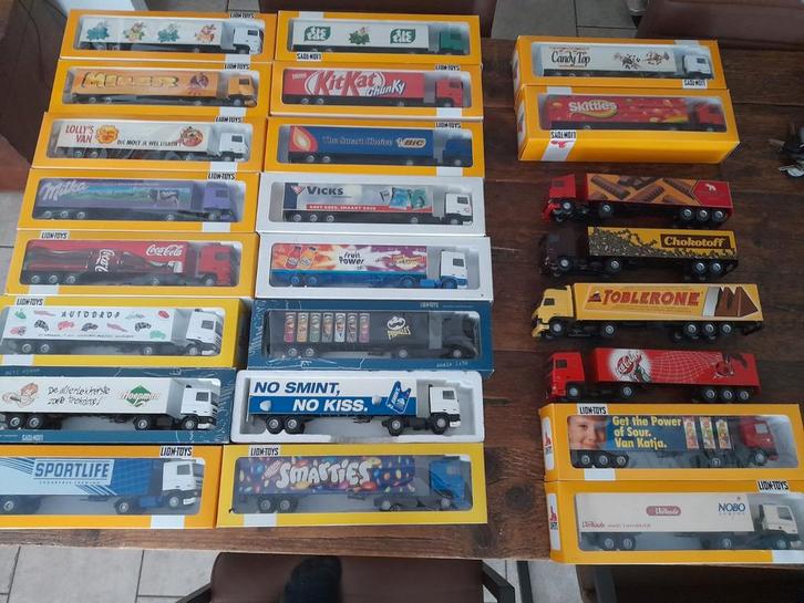 24 lion toys model vrachtwagens 1:50, Hobby en Vrije tijd, Modelauto's | 1:50, Zo goed als nieuw, Bus of Vrachtwagen, Lion Toys