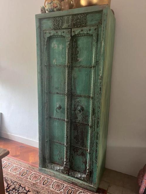 Turquoise India / Ibiza kast, Huis en Inrichting, Kasten | Vitrinekasten, Zo goed als nieuw, 200 cm of meer, 25 tot 50 cm, Ophalen