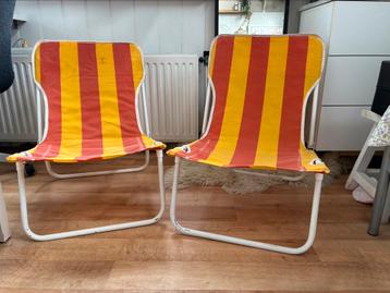 1x Vintage strandstoeltje oranje geel stoeltje beschikbaar voor biedingen