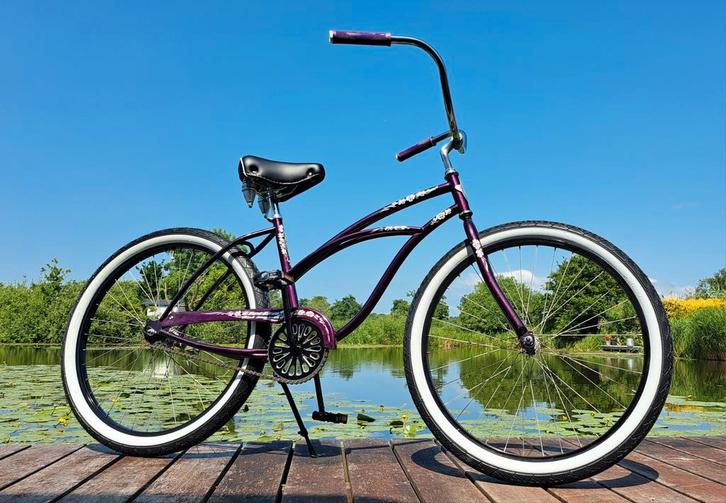 Fantastische nieuw gebouwde beachcruiser! Paars metallic!, Fietsen en Brommers, Fietsen | Cruisers en Lowriders, Zo goed als nieuw
