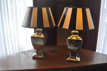 Schemerlampen, 2 stuks, zilverkleurig aardewerk beschikbaar voor biedingen