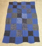 GR12 Granny woondeken gebreid patchwork blauw grijs 150/105, Gebruikt, Ophalen of Verzenden