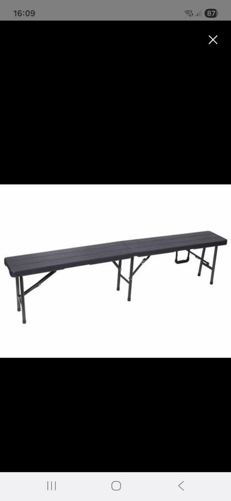 Perel Vouwbank - Zwart Houtlook, Tuin en Terras, Tuinbanken, Nieuw, Kunststof, Ophalen of Verzenden