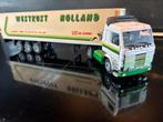Tekno Scania 143 met oplegger firma Westkust, Hobby en Vrije tijd, Modelauto's | 1:50, Ophalen of Verzenden, Bus of Vrachtwagen