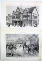 9 19e eeuwse tekeningen gravures  - wereld tentoonstelling, Antiek en Kunst, Verzenden