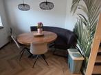 Mango Houten Eettafel met Bank en Stoelen, Huis en Inrichting, Ophalen, Rond, Zo goed als nieuw, Vijf personen of meer