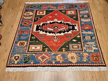 Vintage handgeknoopt oosters tapijt heriz 190x199 beschikbaar voor biedingen