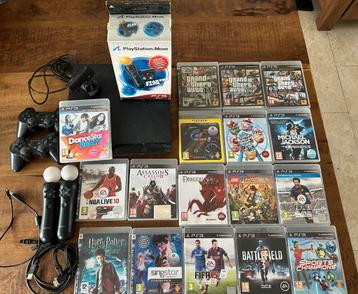 Ps3 met 17 games move controllers beschikbaar voor biedingen