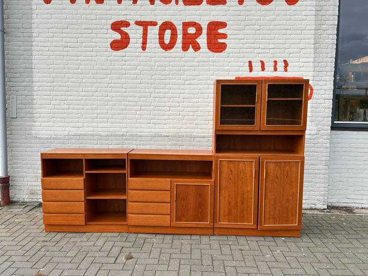 Vintage wandkast (set) Deens design stijl jaren 70 / 80, Huis en Inrichting, Kasten | Wandmeubels, Zo goed als nieuw, 200 cm of meer