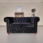 Brighton 2-Zits Classic Chesterfield Bank – Zwart Stof, Huis en Inrichting, Ophalen, Klassiek, 150 tot 200 cm, 75 tot 100 cm