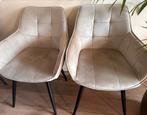 Mooie set van 4 beige velvet eetkamerstoelen, Huis en Inrichting, Stoelen, Ophalen, Gebruikt, Overige kleuren, Vier