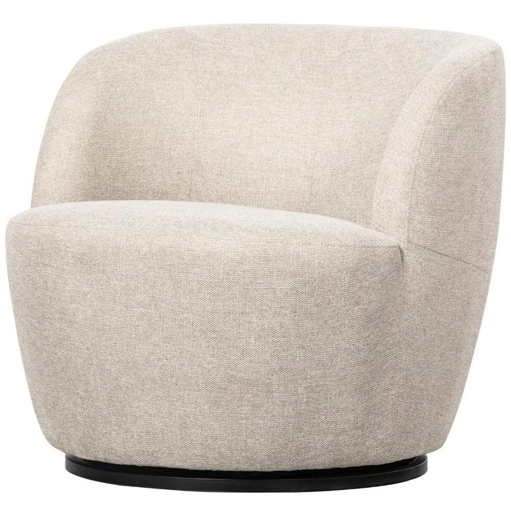 WOOOD Serra Draaifauteuil - Polyester - Off White - 68x70x77, Huis en Inrichting, Fauteuils, Zo goed als nieuw, 50 tot 75 cm, 75 tot 100 cm
